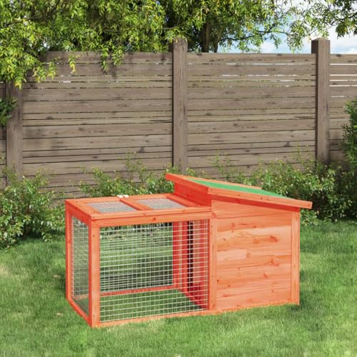 HOMEELIKE Kaninchenstall Braun 100,5x54x55 cm Massivholz Kiefer von HOMEELIKE
