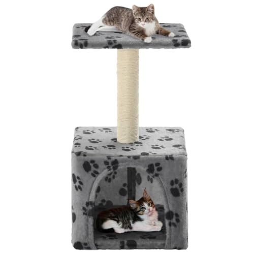 HOMEELIKE Katzen-Kratzbaum Sisal 55 cm Grau Pfoten-Aufdruck HOMEELIKE Katzen-Kratzbaum Sisal 55 cm Grau Pfoten-Aufdruck von HOMEELIKE