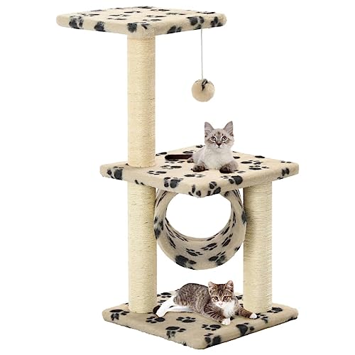 HOMEELIKE Katzen-Kratzbaum Sisal 65 cm Beige Pfoten-Aufdruck HOMEELIKE Katzen-Kratzbaum Sisal 65 cm Beige Pfoten-Aufdruck von HOMEELIKE