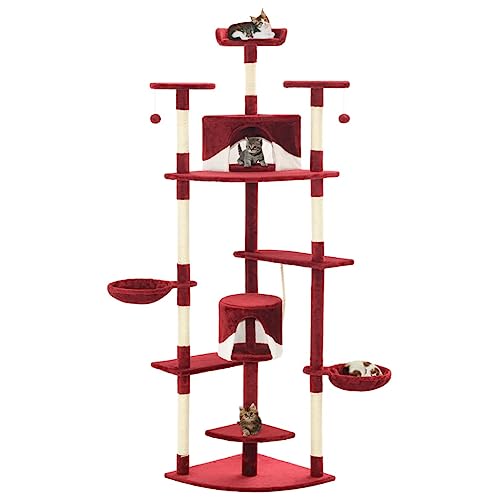 HOMEELIKE Katzen-Kratzbaum mit Sisal-Kratzs?ulen 203 cm Rot und Wei? HOMEELIKE Katzen-Kratzbaum mit Sisal-Kratzs?ulen 203 cm Rot und Wei? von HOMEELIKE