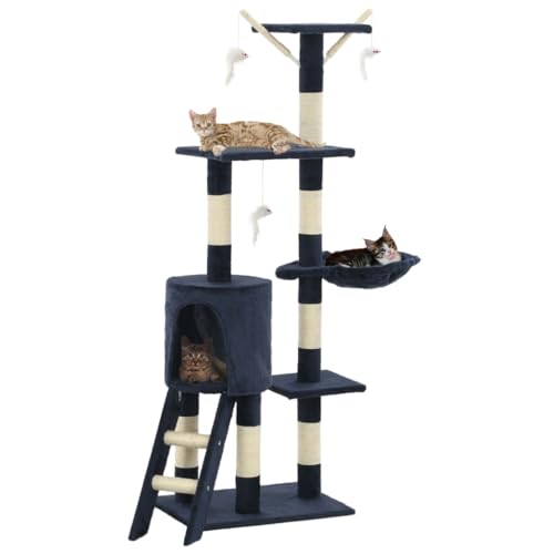 HOMEELIKE Katzen-Kratzbaum mit Sisal-S?ulen 138 cm Dunkelblau HOMEELIKE Katzen-Kratzbaum mit Sisal-S?ulen 138 cm Dunkelblau von HOMEELIKE