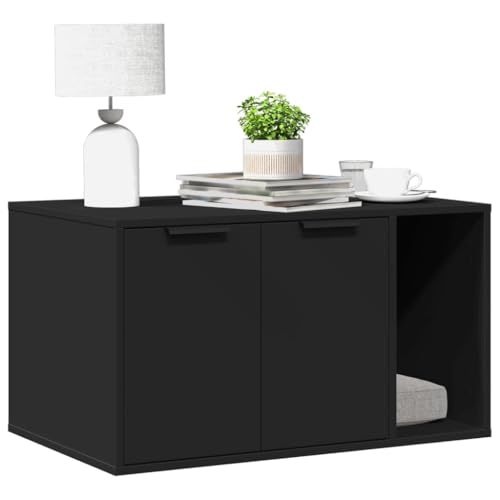 HOMEELIKE Katzenklo Schwarz 80x50x45 cm Holzwerkstoff HOMEELIKE Katzenklo Schwarz 80x50x45 cm Holzwerkstoff von HOMEELIKE