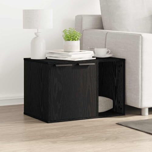 HOMEELIKE Katzenklo Schwarz Eichen-Optik 60x40x40 cm Holzwerkstoff HOMEELIKE Katzenklo Schwarz Eichen-Optik 60x40x40 cm Holzwerkstoff von HOMEELIKE