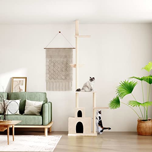 HOMEELIKE Kratzbaum Deckenhoch Creme 250,5-276,5 cm HOMEELIKE Kratzbaum Deckenhoch Creme 250,5-276,5 cm von HOMEELIKE
