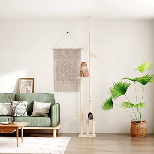 HOMEELIKE Kratzbaum Deckenhoch Creme 258,5-284,5 cm HOMEELIKE Kratzbaum Deckenhoch Creme 258,5-284,5 cm von HOMEELIKE