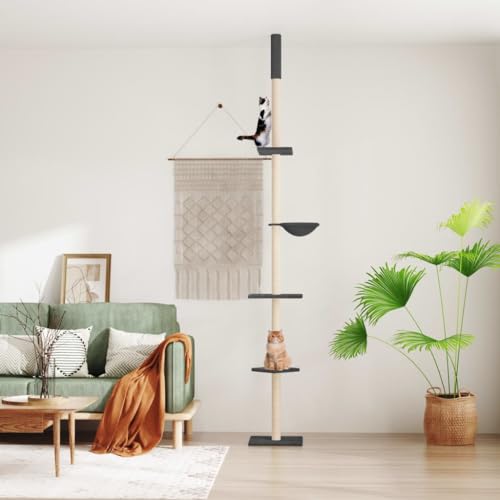 HOMEELIKE Kratzbaum Deckenhoch Dunkelgrau 263,5-289,5 cm von HOMEELIKE