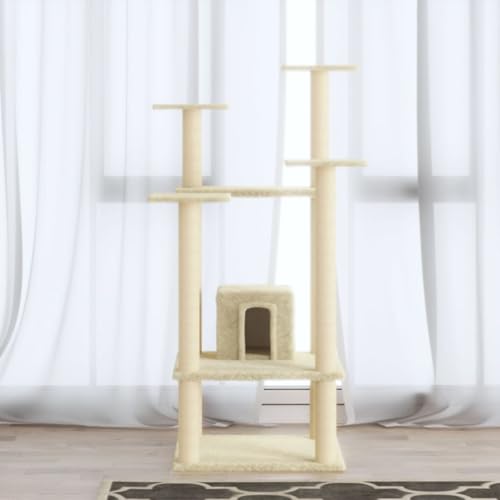 HOMEELIKE Kratzbaum mit Sisal-Kratzs?ulen Creme 110 cm HOMEELIKE Kratzbaum mit Sisal-Kratzs?ulen Creme 110 cm von HOMEELIKE