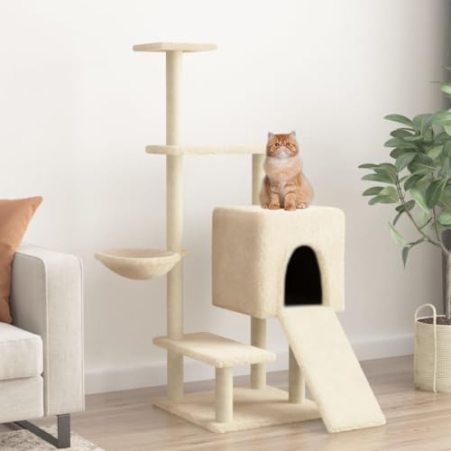 HOMEELIKE Kratzbaum mit Sisal-Kratzs?ulen Creme 130,5 cm HOMEELIKE Kratzbaum mit Sisal-Kratzs?ulen Creme 130,5 cm von HOMEELIKE