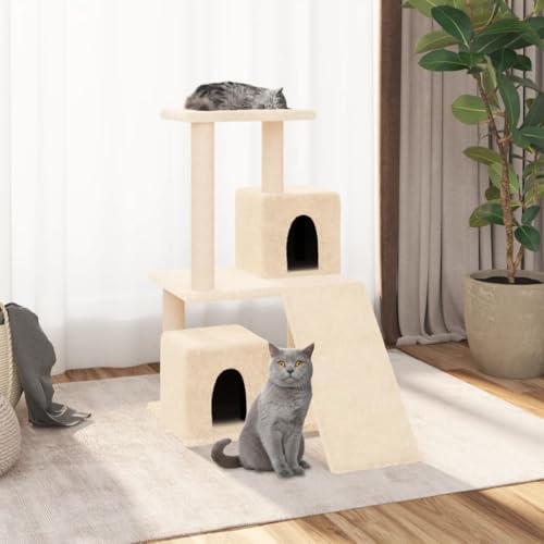 HOMEELIKE Kratzbaum mit Sisal-Kratzs?ulen Creme 82 cm von HOMEELIKE