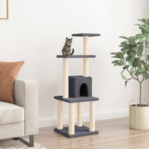 HOMEELIKE Kratzbaum mit Sisal-Kratzs?ulen Dunkelgrau 105 cm von HOMEELIKE
