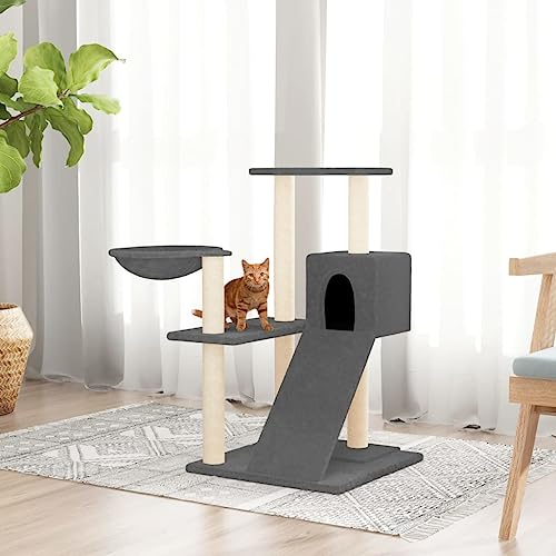 HOMEELIKE Kratzbaum mit Sisal-Kratzs?ulen Dunkelgrau 82 cm von HOMEELIKE