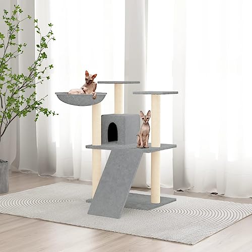 HOMEELIKE Kratzbaum mit Sisal-Kratzs?ulen Hellgrau 83 cm von HOMEELIKE