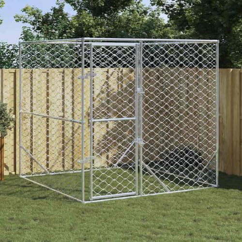 HOMEELIKE Outdoor-Hundezwinger Silbern 2x2x2 m Verzinkter Stahl von HOMEELIKE