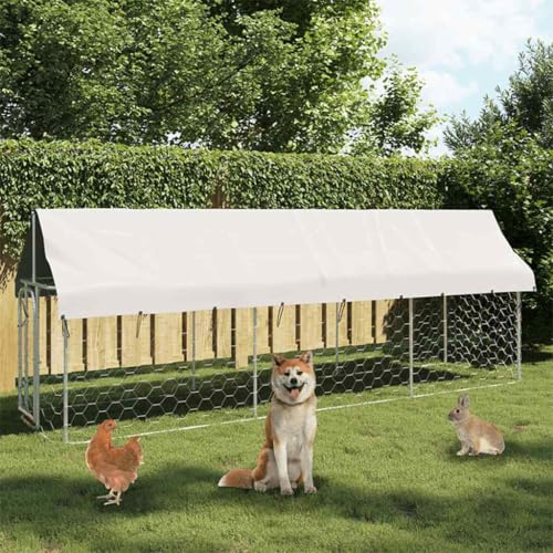 HOMEELIKE Outdoor-Hundezwinger mit Dach 400x100x150 cm von HOMEELIKE