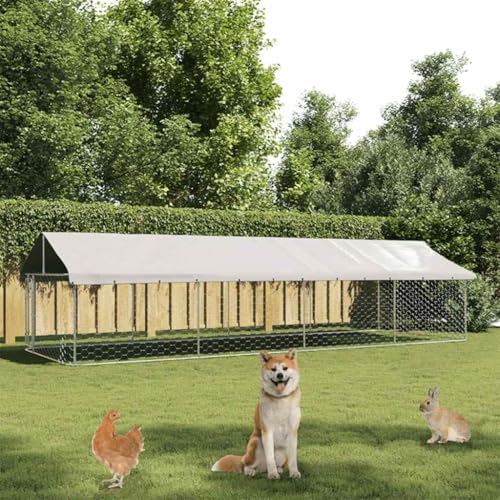 HOMEELIKE Outdoor-Hundezwinger mit Dach 600x200x150 cm von HOMEELIKE