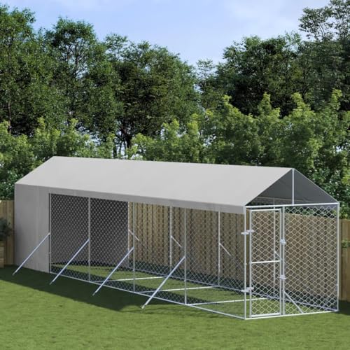 HOMEELIKE Outdoor-Hundezwinger mit Dach Silbern 2x10x2,5 m Stahl Verzinkt HOMEELIKE Outdoor-Hundezwinger mit Dach Silbern 2x10x2,5 m Stahl Verzinkt von HOMEELIKE