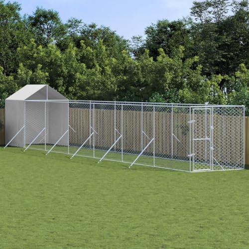 HOMEELIKE Outdoor-Hundezwinger mit Dach Silbern 2x14x2,5 m Stahl Verzinkt HOMEELIKE Outdoor-Hundezwinger mit Dach Silbern 2x14x2,5 m Stahl Verzinkt von HOMEELIKE