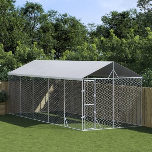HOMEELIKE Outdoor-Hundezwinger mit Dach Silbern 3x7,5x2,5m Stahl Verzinkt HOMEELIKE Outdoor-Hundezwinger mit Dach Silbern 3x7,5x2,5m Stahl Verzinkt von HOMEELIKE