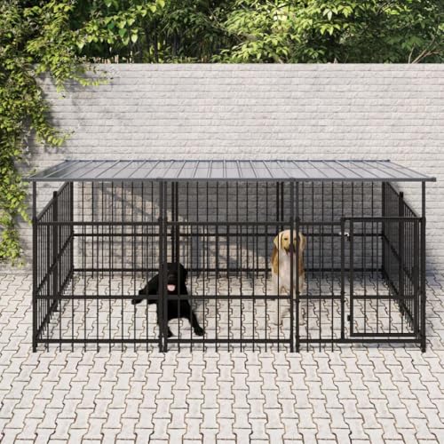 HOMEELIKE Outdoor-Hundezwinger mit Dach Stahl 3,75 m2 HOMEELIKE Outdoor-Hundezwinger mit Dach Stahl 3,75 m2 von HOMEELIKE