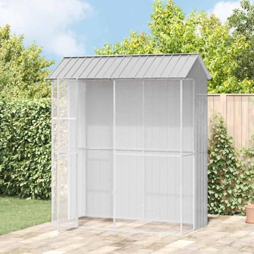 HOMEELIKE Vogelvoliere Grau 215 x 110 x 247 cm aus Stahl von HOMEELIKE