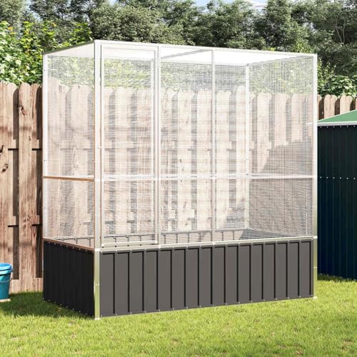 HOMEELIKE Voliere Silbern 210,5x107x212 cm Stahl HOMEELIKE Voliere Silbern 210,5x107x212 cm Stahl von HOMEELIKE