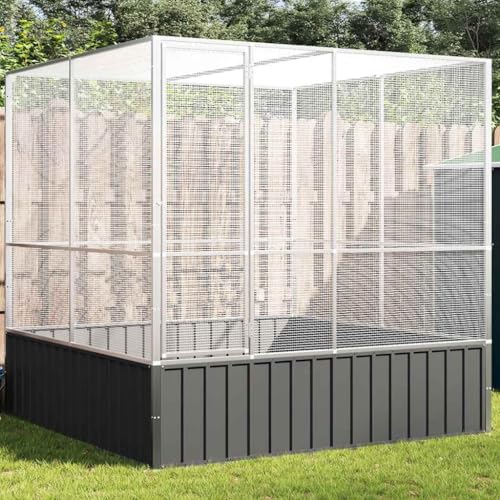 HOMEELIKE Voliere Silbern 211x207x212 cm Stahl HOMEELIKE Voliere Silbern 211x207x212 cm Stahl von HOMEELIKE