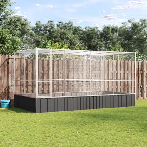 HOMEELIKE Voliere mit Erweiterung Silbern 418x207x212 cm Stahl HOMEELIKE Voliere mit Erweiterung Silbern 418x207x212 cm Stahl von HOMEELIKE