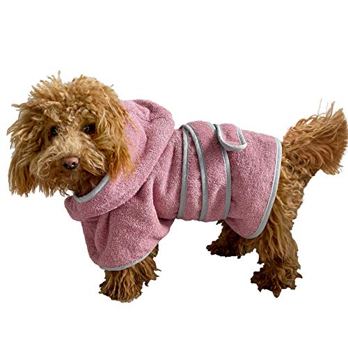 HOMELEVEL Hundebademantel Hundehandtuch - Handtuch für große und kleine Hunde - 100% Baumwolle - Bademantel weich bequem für Hund - mit Kapuze und Gürtel von HOMELEVEL