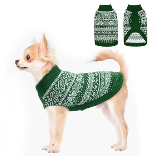 HOMIMP Hundepullover Argyle, warme Winterkleidung, weicher Mantel, hässlicher Hundepullover für kleine, mittelgroße und große Hunde, Haustierkleidung für Jungen und Mädchen, Grün, Größe XXS HOMIMP Hundepullover Argyle, warme Winterkleidung, weicher Mantel, hässlicher Hundepullover für kleine, mittelgroße und große Hunde, Haustierkleidung für Jungen und Mädchen, Grün, Größe XXS von HOMIMP
