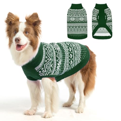 HOMIMP Hundepullover Argyle, warmer Pullover, Winterkleidung, weicher Mantel, hässlicher Hundepullover für kleine, mittelgroße und große Hunde, Haustierkleidung, Jungen, Mädchen, Grün, Größe ML HOMIMP Hundepullover Argyle, warmer Pullover, Winterkleidung, weicher Mantel, hässlicher Hundepullover für kleine, mittelgroße und große Hunde, Haustierkleidung, Jungen, Mädchen, Grün, Größe ML von HOMIMP