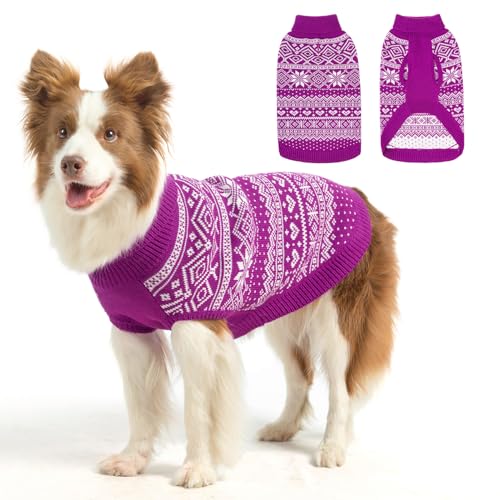HOMIMP Hundepullover Argyle, warmer Pullover, Winterkleidung, weicher Mantel, hässlicher Hundepullover für kleine, mittelgroße und große Hunde, Haustierkleidung, Jungen, Mädchen, Lila, Größe M HOMIMP Hundepullover Argyle, warmer Pullover, Winterkleidung, weicher Mantel, hässlicher Hundepullover für kleine, mittelgroße und große Hunde, Haustierkleidung, Jungen, Mädchen, Lila, Größe M von HOMIMP
