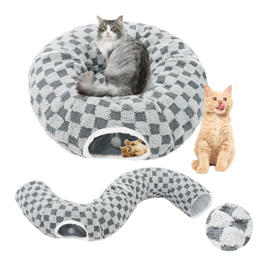 Homimp Katzentunnelbett mit zentraler Matte, großer Röhrenspielplatz mit Plüschballspielzeug, Peekaboo Katzenhöhle mit waschbarem Kreiskissen für Indoor-Katzen, Pop-Up-Bett, Versteck für Kätzchen Homimp Katzentunnelbett mit zentraler Matte, großer Röhrenspielplatz mit Plüschballspielzeug, Peekaboo Katzenhöhle mit waschbarem Kreiskissen für Indoor-Katzen, Pop-Up-Bett, Versteck für Kätzchen von HOMIMP