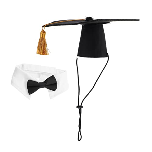 HOMOBABE 1 Satz Hut Für Tierärzte Abschluss Hunde Hund Brauch Haustier Bowknot-Halsband Für Welpen Pet Party Kostüm Foto -Requisiten Polyester Black von HOMOBABE