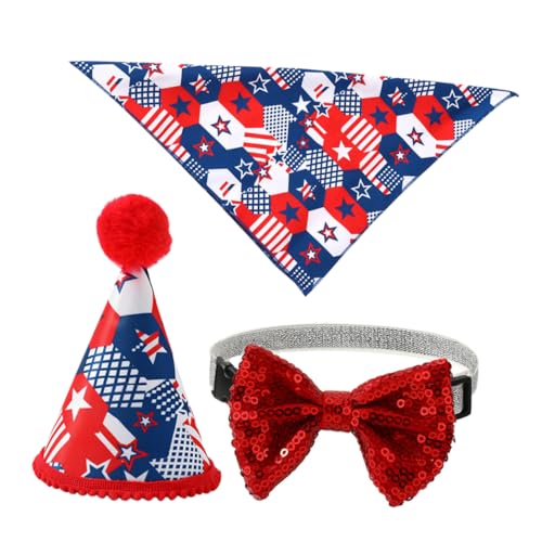 HOMOBABE 1 Satz Patriotisches Haustierkostüm Set Verstellbare Hundemütze Schleife und Bandana mit Amerikanischem Flaggen Design für Partys Feiertage und Besondere Anlässe Teiliges Outfit HOMOBABE 1 Satz Patriotisches Haustierkostüm Set Verstellbare Hundemütze Schleife und Bandana mit Amerikanischem Flaggen Design für Partys Feiertage und Besondere Anlässe Teiliges Outfit von HOMOBABE