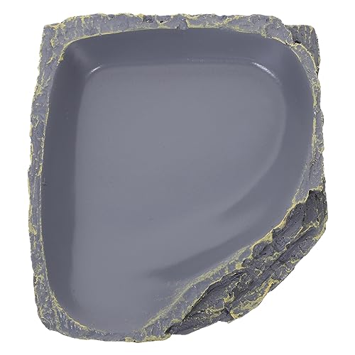HOMOBABE 1 Stück Futter und Wasserschale aus Resin für Reptilien für Eidechsen Schildkröten Geckos und Naturnahe Gestaltung Dunkelgrau Leicht zu Reinigen und Langlebig von HOMOBABE