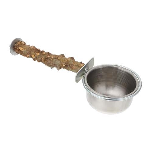 HOMOBABE 1 Stück Futterbox für Papageien Vogelfütterungsbecher Papageienfütterung füttern vogelzubehör vogelzubebehör Vogelfutterhalter mit Ständer Vogelstange mit Tassen Rostfreier Stahl von HOMOBABE