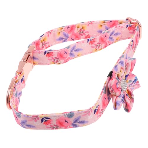 HOMOBABE 1 Stück Haustierhalsband klein für Hunde Schnalle Name Verstellbarer Hals Hallo pet Supplies Baumwoll putztuch Halsschmuck für Haustiere Blumen hundehalsband Reine Baumwolle Rosa von HOMOBABE