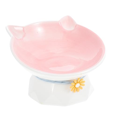HOMOBABE 1 Stück Katze Schräge Schüssel Katzennapf Haustiergeschirr Für Katzen Kätzchenwasserschale Erhöhte Katzenschale Futterzubehör Für Katzen Katzenfutter Keramik Rosa von HOMOBABE