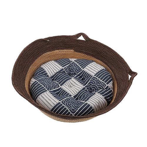HOMOBABE 1 Stück Katzennest haustierbett pet Bed Katzen bettchen Rattan-Katzenhaus katzenbetg Hundeschlafsofa Katze Kuscheltier Katzenbett Haustier-Schlafbett Rattanbett für Katzen Coffee von HOMOBABE