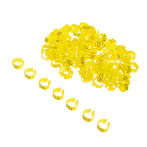 HOMOBABE 100 Stück Offenes Tauben-Fußkettchen Identifizierung von Tauben Passendes Fußkettchen zur Taube Hühner Farben nummeriertes Huhn kleine Vogelringe Ringe identifizieren Yellow von HOMOBABE