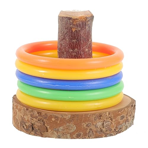 HOMOBABE Papageien Spielzeug Satz aus Holz Intelligenzspielzeug für Mittelgroße Vögel Kauspielzeug und Wurfringspielzeug für Sittiche und Papageien Vogelkäfigzubehör Bunt und Langlebig von HOMOBABE