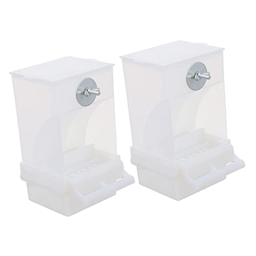 HOMOBABE 2 Stück Futterstelle für Papageien Finkenfutter kein Papageienfutter Haustier Taube vogelfutterspender vogelfutterhäuschen Automatische Feeder praktischer Vogelhäuschen Acryl Weiß von HOMOBABE