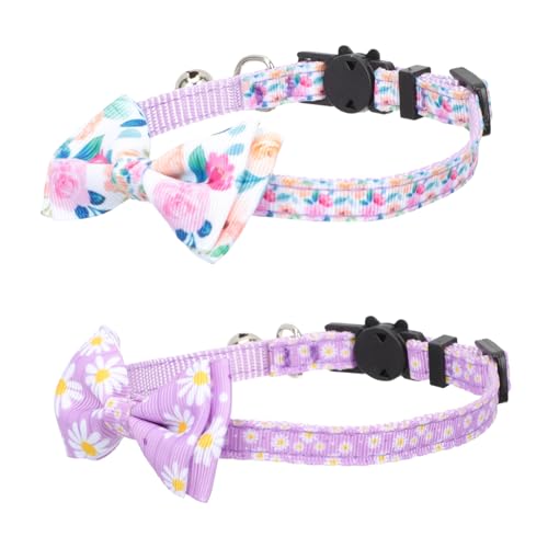 HOMOBABE 2 Stück Haustierhalsband Bogen Welpen Glocke für Katzenhalsbänder Name hundekragen hundehalstuch Welpen-Kätzchen-Halsband dekoratives Katzenhalsband Polyester Colorful von HOMOBABE
