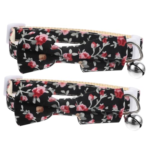 HOMOBABE 2 Stück Katzenhalsband Hochzeit Kragen Katze mit Glocke Haustier Name Kitten Halsband Kitten klein dekoratives Hundehalsband zartes Hundehalsband Polyester-Nylon von HOMOBABE