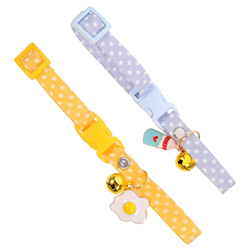 HOMOBABE 2 Stück Katzenhalsband Tierfreundliches Halsband Glocken Kätzchen mit Glocke Kleiner Kätzchenkragen Nettes Katzenzubehör verstellbares Halsband für Haustiere Baumwolle Polyester von HOMOBABE