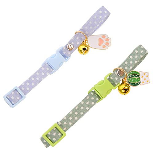 HOMOBABE 2 Stück Kragenanhänger für Haustiere Haustier Katze Gold Katzenmarke mit Glocke Kätzchenhalsband abbrechbar Katzenkragen für Jungen Baumwolle Polyester von HOMOBABE