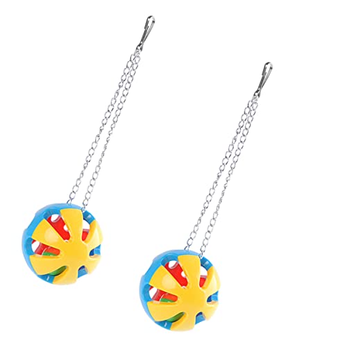 HOMOBABE 2 Stück Papagei Vogel bunt Papageienspielzeug Kauspielzeug für Vögel hängend Bird Toys vogelspielzeug nymphensittich Glockenspielzeug dreifarbiges Ballspielzeug Plastik von HOMOBABE
