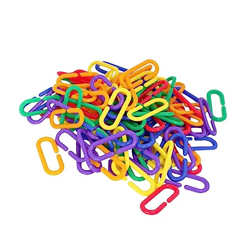HOMOBABE 200stücke Teiliges Kunststoff-Ketten-Spielzeug Für Vögel Hängendes Kettenspielzeug Für Papageien Kauspielzeug Für Kleine Vögel Buntes Vogelzubehör Zufällige Farben von HOMOBABE