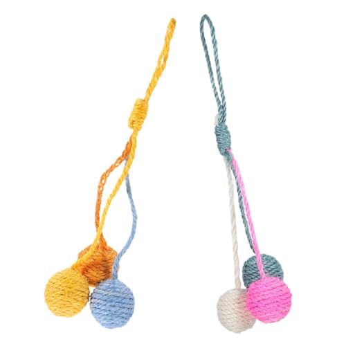 HOMOBABE 2Stücke Hängende Katzenspielzeuge aus Sisal Interaktive Kratzbälle für Katzen für Kleine Wohnungen Fördert das Spielverhalten und Schützt Möbel von HOMOBABE