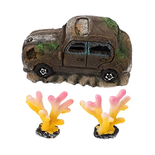 HOMOBABE 3 Stück Aquarium Landschaftsbau Auto aquariumpflanzen aquarienpflanzen Korallen Ornament Korallenlandschaftsgestaltung künstliche Koralle Zucht Fischtankdekor Aquariumkoralle Harz von HOMOBABE
